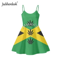 jackherelook jamaica flag element pattern women sleeveless strapless dress ladies summer sleeveless knee length slip dresses