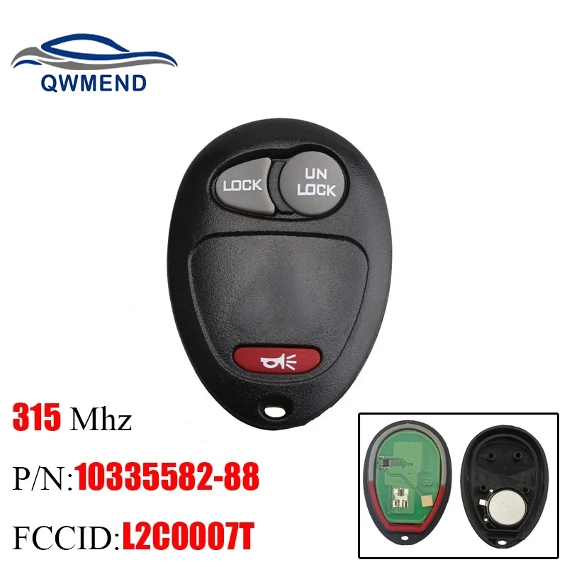 QWMEND 2 + 1 3 кнопки дистанционный Автомобильный ключ для L2C0007T 315 МГц Chevrolet Колорадо
