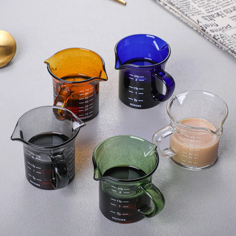 

70ML Double-mouth Milk Cup Coffee Milk Cup Colored Glass Coffee Cup Milk Cup Italian Glass Coffee Measuring Cup