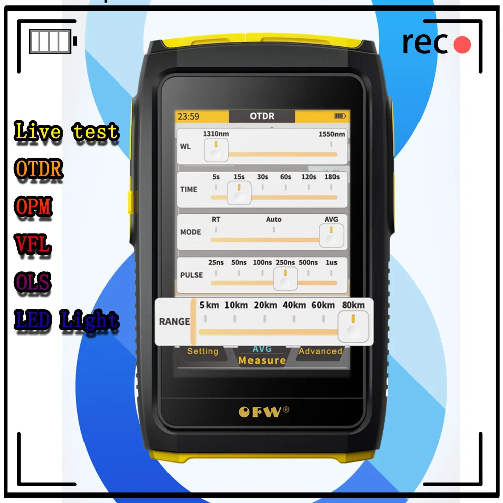 Freeshipping MINI OTDR 1550nm SC APC/UPC Fiber Optic Reflectometer Touch Screen VFL OLS OPM Ethernet Cable Tester Connector Tool