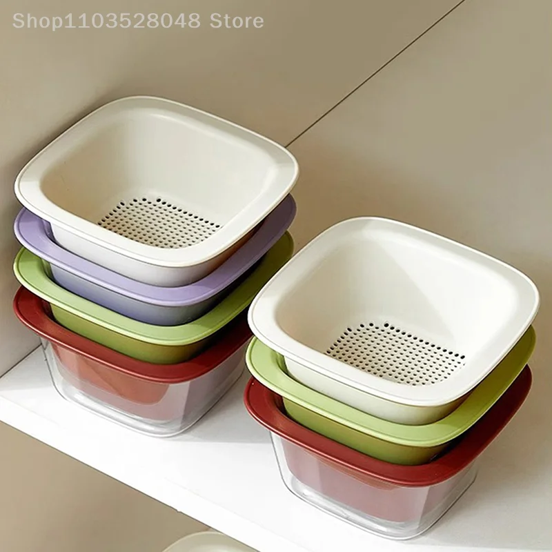 Двухслойная Дренажная Корзина Для Фруктов И Овощей Утолщенный Пластиковый