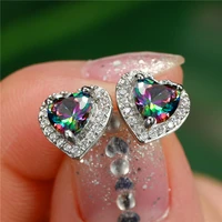 misananryn romantic pink heart stud earrings engagement wedding party fashion earrings for women gift newly designed jewelry