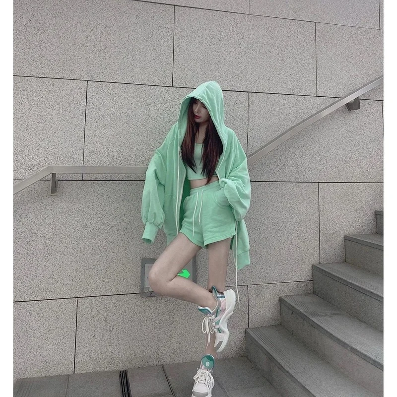 Summer Sleepwear for Women Long-sleeve Shirts Cool Feeling Nightwear Three Pieces Suit Simple and Literary Retro Style Pajamas