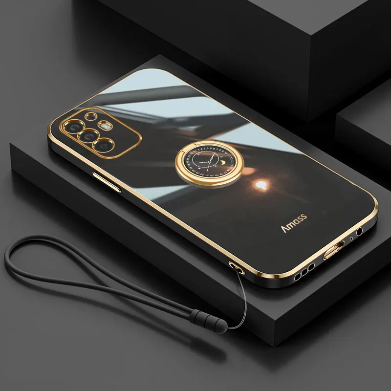 

Plating Holder Stand Ring Rope Phone Case For Motorola Moto EDGE 20 E20 E7 Power E6S G9 Plus EDGE20 Edge 20 Lanyard Soft Cover