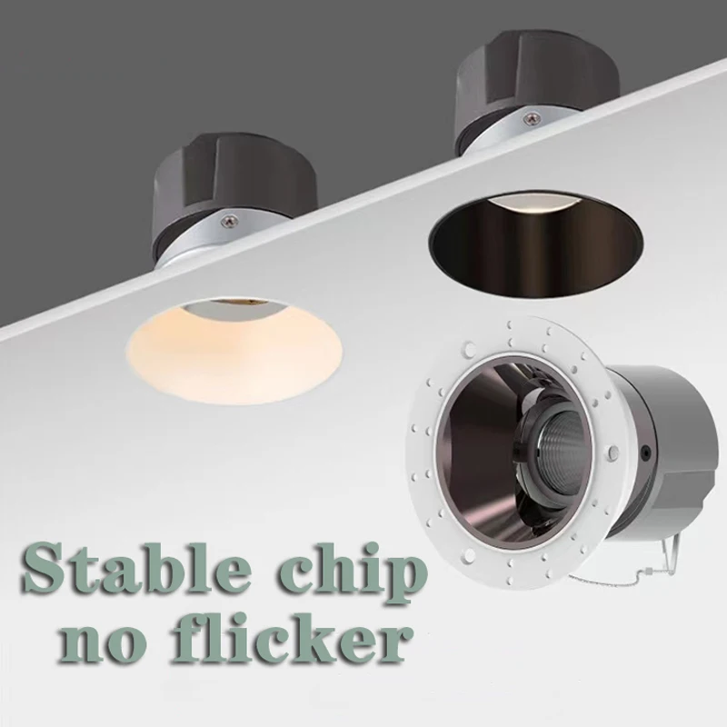 

Round Spot Light 7W 12W Ra93 4000K 110-240V COB White Black Gold Lamp Body Indoor Deep Anti-dazzle Ceiling Spotlight