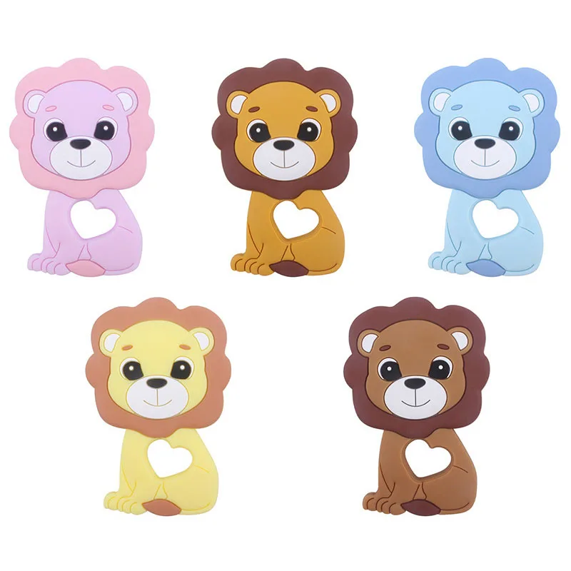 

1pcs Baby Silicone Teether Lion Pendant Food Grade Perle Silicone Bead Teething Rodent Chewable Children'S Goods Toys