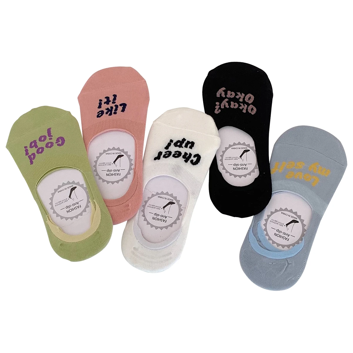 2022 New Fashion Four Seasons Shallow Mouth Silicone Non-slip Breathable Cotton Invisible Boat Socks Cute Little Girl Heart Swea