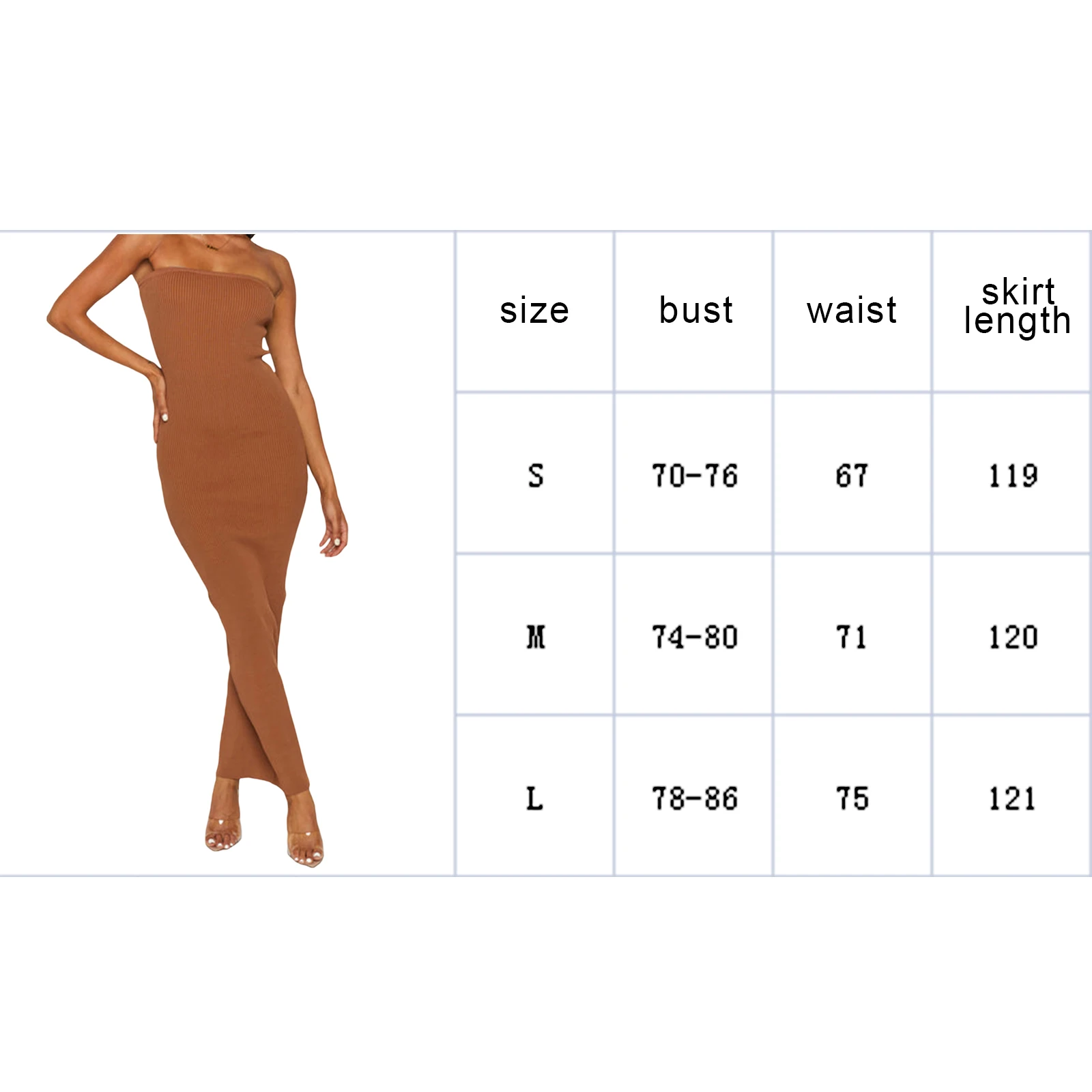 

Summer Female Knitted Tube Tops Bodycon Dress Solid Color Sleeveless Strapless Ankle-Length Skinny Long Dress