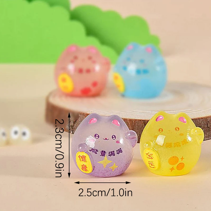 Светящаяся мини-смола маленький размер кукла Lucky Cat игрушки пейзаж бонсай