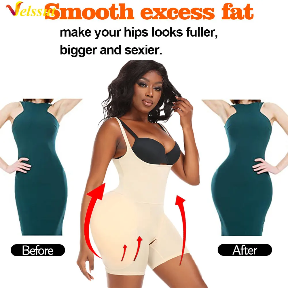 Velssut Bodysuit Shapewear for Women with Pad Tummy Control Body Shaper Seamless Butt Lifter Vest Slimming Underwear Under Dress