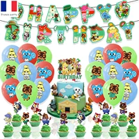 animal crossing new horizons party decorations banner latex balloons cake toppers birthday decor for kids supplies