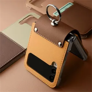luxury ring case for samsung galaxy z flip 3 2022 fashion leather anti knock phone protective cover coque for z flip3 5g f7110 free global shipping