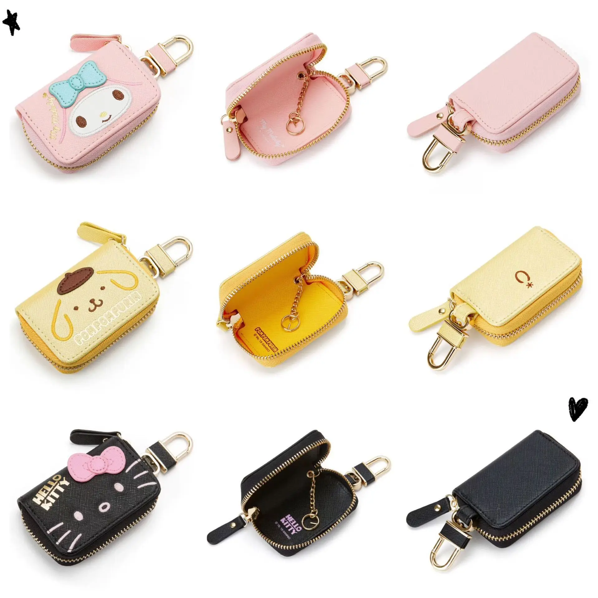 

Sanrioed Anime Cartoon series HelloKitty My melody Kuromi Kawaii PU car key storage bag cute small storage bag birthday gift