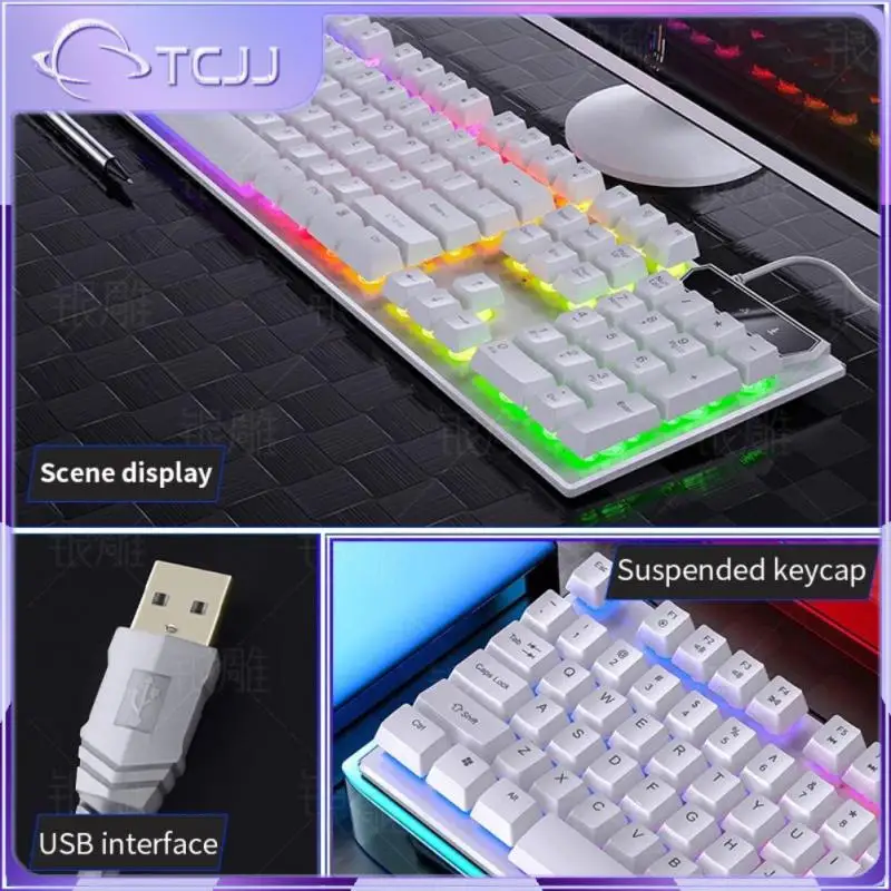 

Игровая клавиатура со светодиодной подсветкой, водонепроницаемая эргономичная портативная Механическая Проводная клавиатура для геймеро...