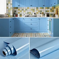 diy decorative oil resistant wall sticker pvc solid color self adhesive vinyl wallpaper waterproof film kitchen cabinet home