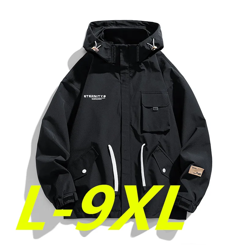 

2023 Spring Mens Hooded Outdoor Jacket Military Tactical Windproof Outwear Lightweight Breathable Jacket Men Large size 9XL