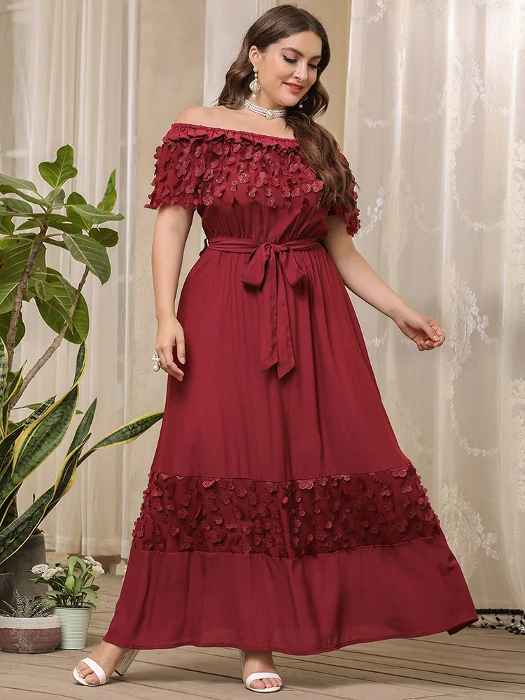 

TOLEEN Oversized Plus Size Long Maxi Dresses 2022 Summer Red Elegant Large Women's Party Female Evening Casual Festival Clothing