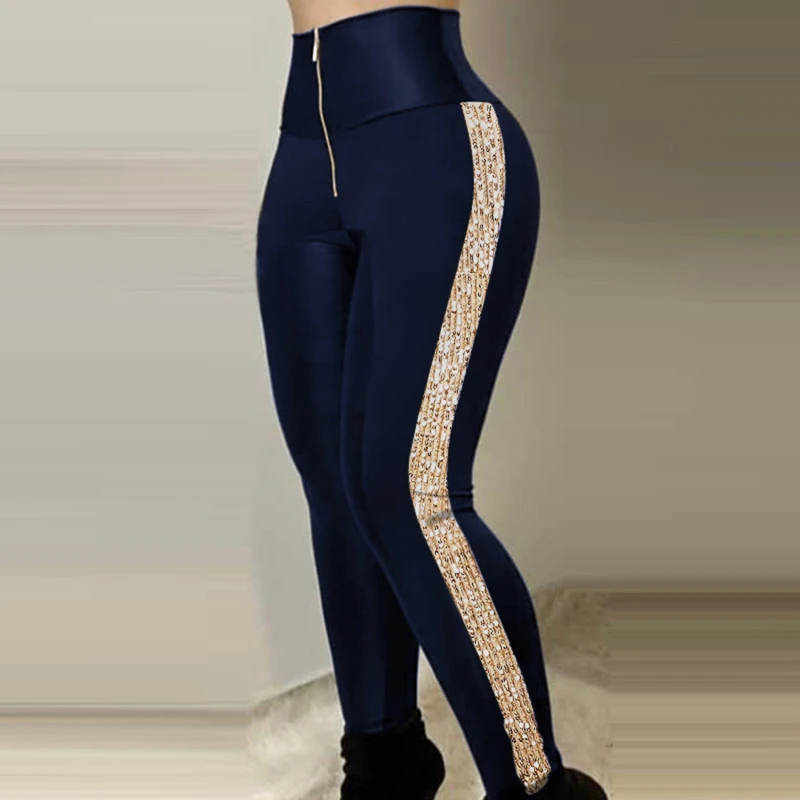 

Black Pants Women Skinny Long Pants Mujer Spring Zippers Moto Biker High Waist Leggings Stretch Bodycon Trousers 2022