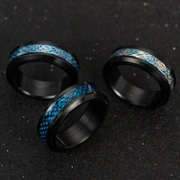 titanium steel rotating carbon fiber dragon pattern ring domineering mens rotating decompression european and american jewelry