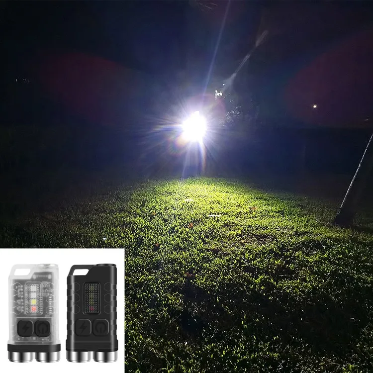 

Keychain Portable Flashlight Camping Outdoor Work Light Type-C Rechargeable Magnetic Mini Torch Pocket Lantern Double Switch