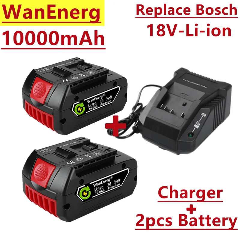 

18V Lithium Ion Rechargeable Battery, 10.0 mAh, for Bosch Replacement Battery,Electric Tool,bat609,bat609g,bat618,bat618g,bat614