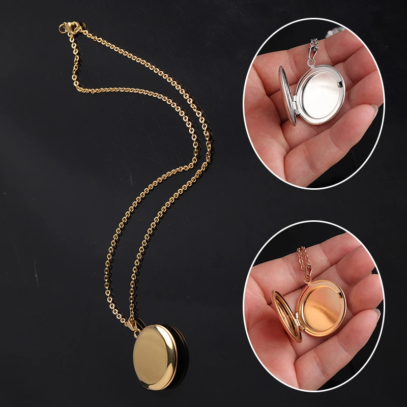 

Stainless Steel DIY Round Photo Pendant Necklace Charms Locket Necklaces Women Men Fashion Memorial Jewelry Lover Jewelry Gift