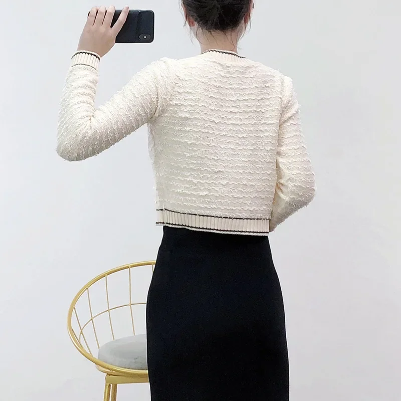 2024 весенне-осенний тонкий вязаный топ для похудения маленький размер кардиган с