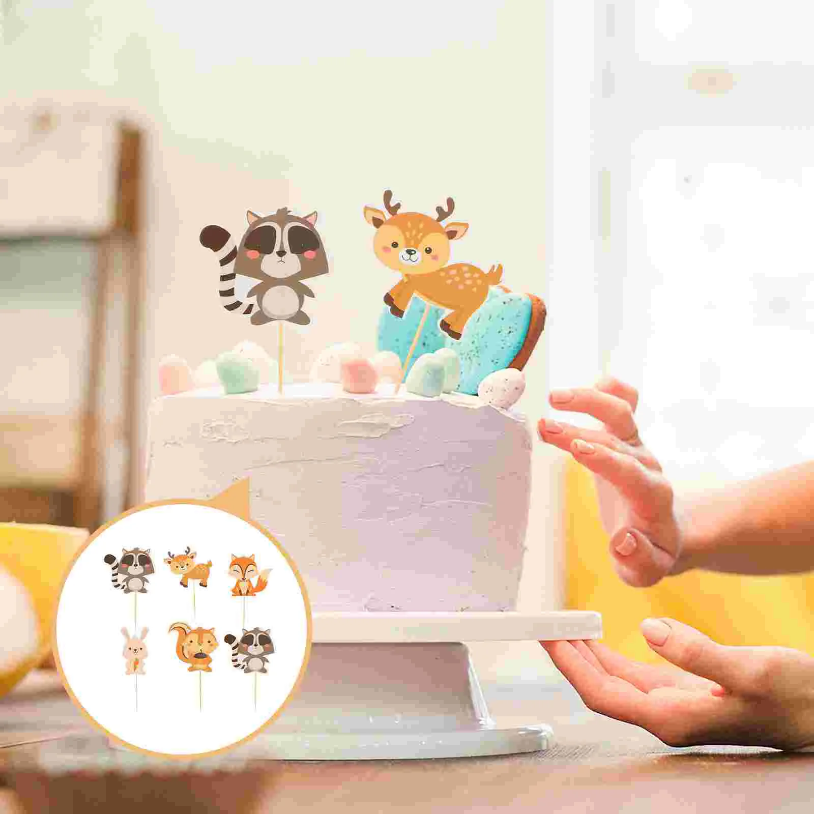 

Party Cupcake Toppers Animal Dessert Decor Forest Fruit Animals Insert Pick Picks Woodland Birthday Shower Baby Glitter