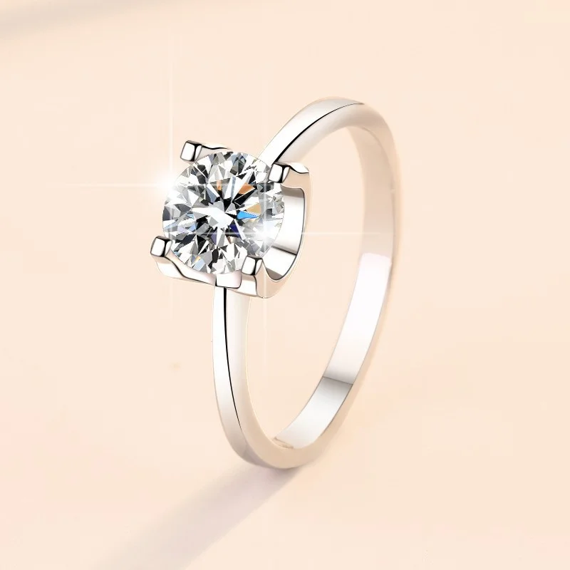 

New 100% 925 Sterling Silver 1CT 2CT 3CT Real Moissanite Engagement Rings Wedding Rings Classic Gift