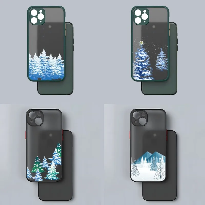 

Snow Pine Pattern Phone Case For IPhone Apple 12Pro 13 11 Pro Max Mini Xs X Xr 7 8 6 6s Plus Se 2020 Matte Translucent Shell
