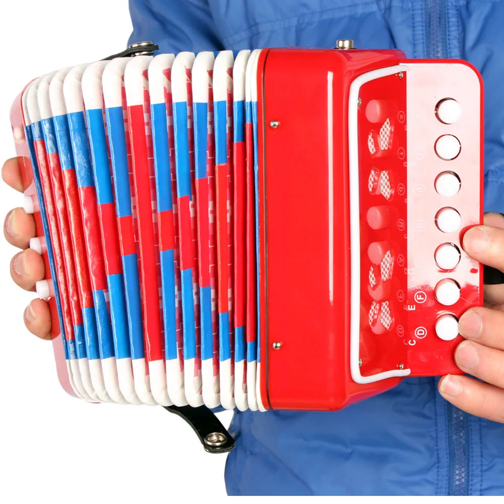 

Kids Children 7-Key 2 Bass Mini Small Accordion Educational Musical Instrument Rhythm Toy Red
