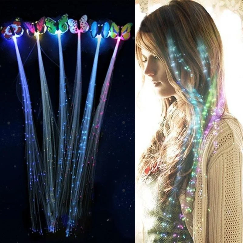 LED Glow Hair Braid Butterfly Light 3Pcs Colour Hairpin Novetly light Up Bar Party Decoration Christmas Children and Adults