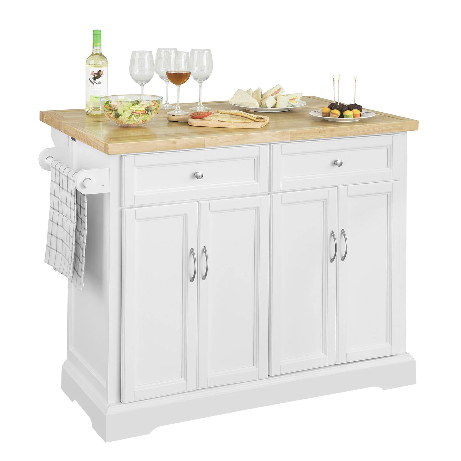 

SoBuy® FKW71-WN Extendable Kitchen Island Storage Trolley Kitchen Cabinet Cupboard Sideboard