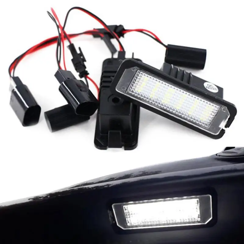 

2pcs Car LED License Number Plate Lights Lamp Aluminium Auto Tail Lights For VW Golf 4/5/6 Polo Phaeton GOLF POLO License Plate
