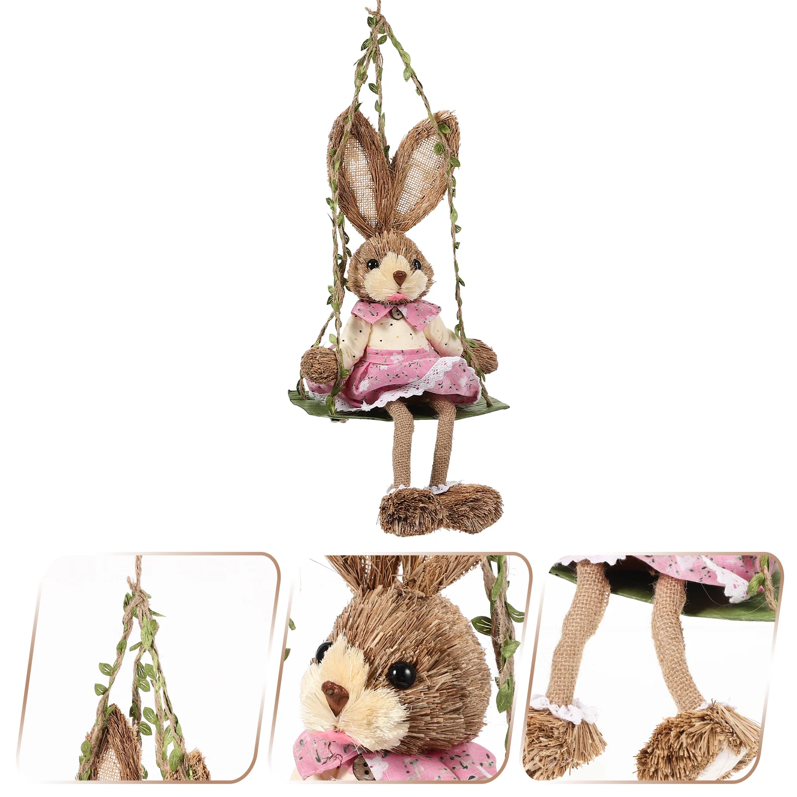 

Spring Decorations Adorable Bunny Statue Home Ornament Rabbit Sculpture Decoraciones Para Salas Casa Ornaments Straw