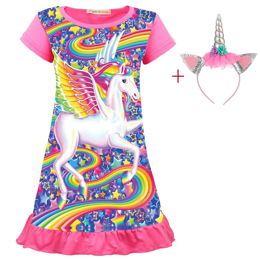 Праздничное модное платье с единорогом для девочек детская одежда детские
