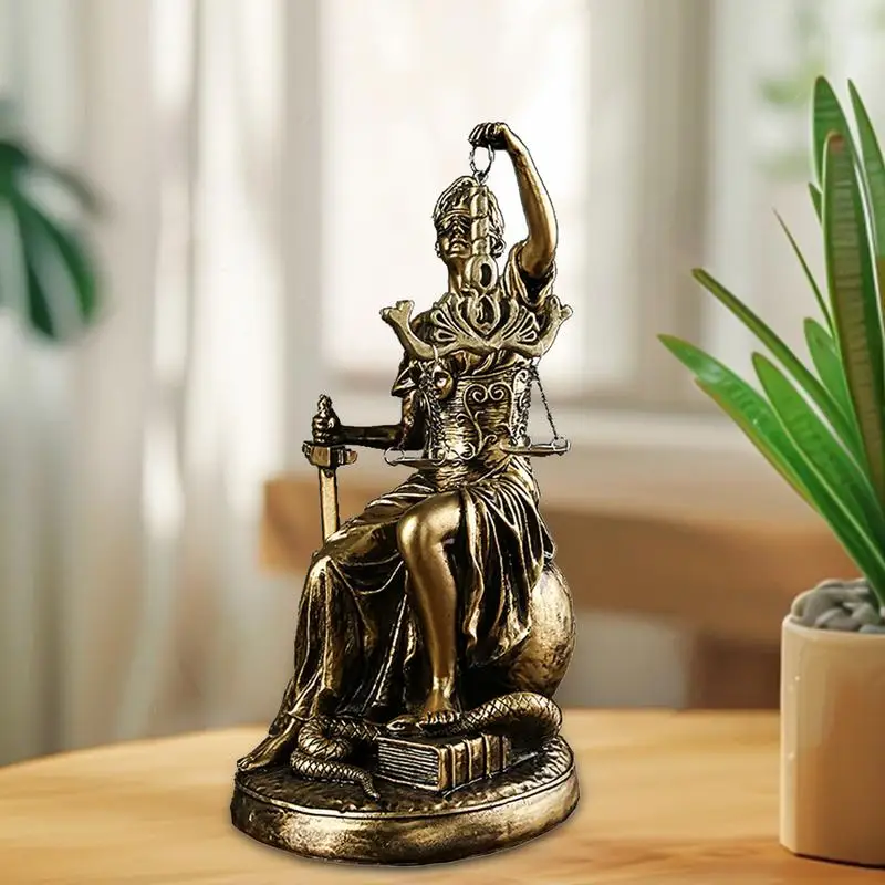 Фигурка Леди Справедливости Сидячая Слепая Справедливость Статуя из смолы