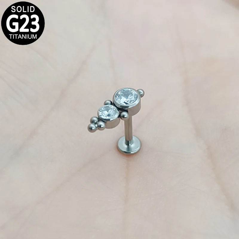 

G23 Titanium Lip Ring Zircon Cluster Labret Piercing Helix Daith Ear Tragus Cartilage Earring Labret Studs for Women Jewelry