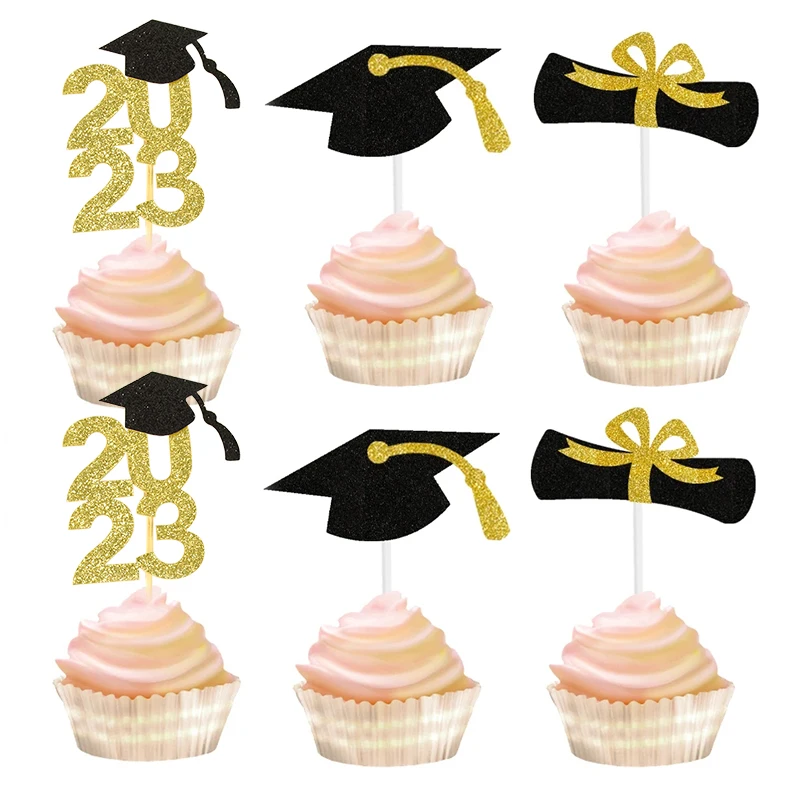 

Graduation Party Decor Supplies Glitter Gold Bachelor Cap Cake Topper Class Of 2022 Cupcake Topppers Congraduats Grad Balloons