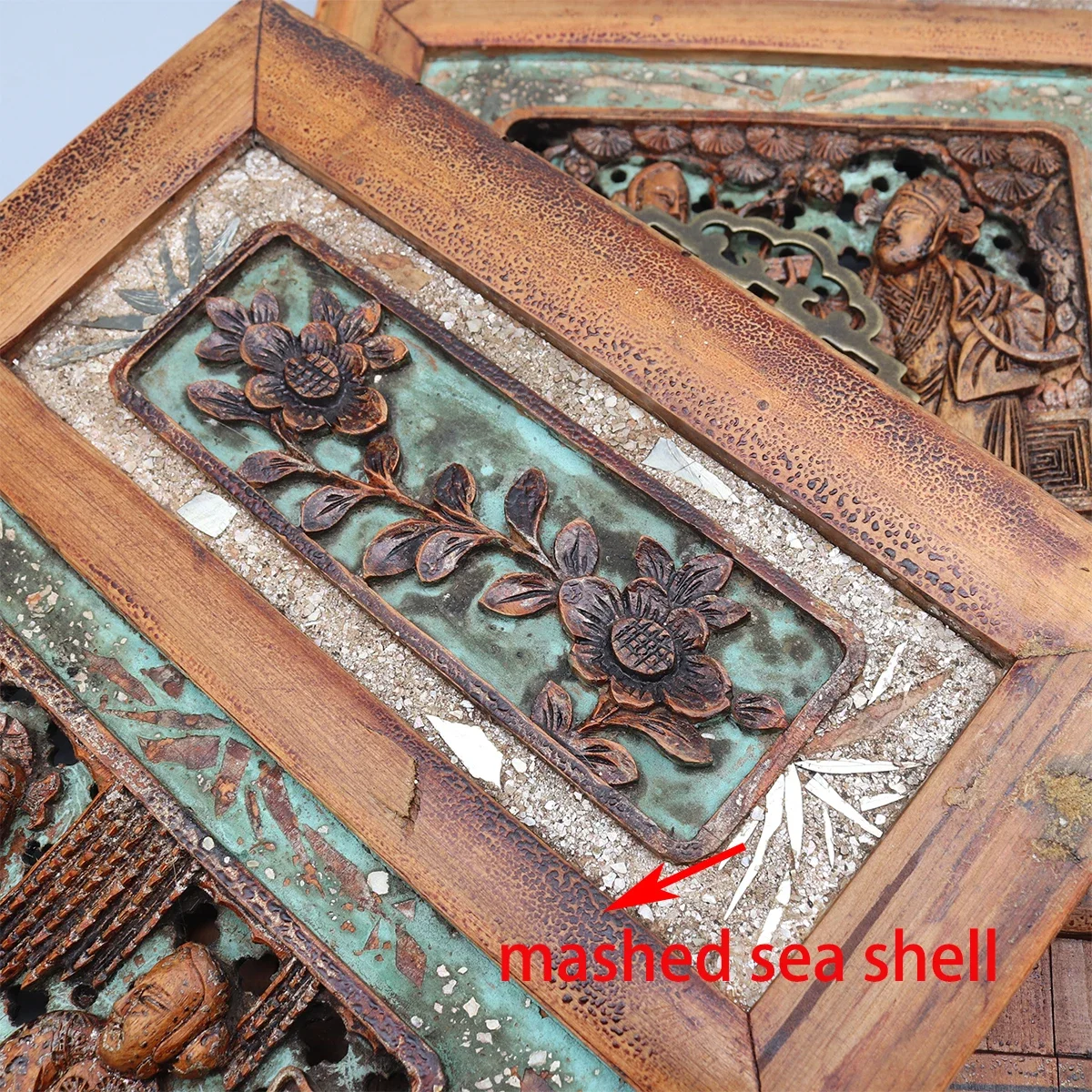 Коллекционные старые деревянные резьбы набор из 2 фигурных панелей украшение для