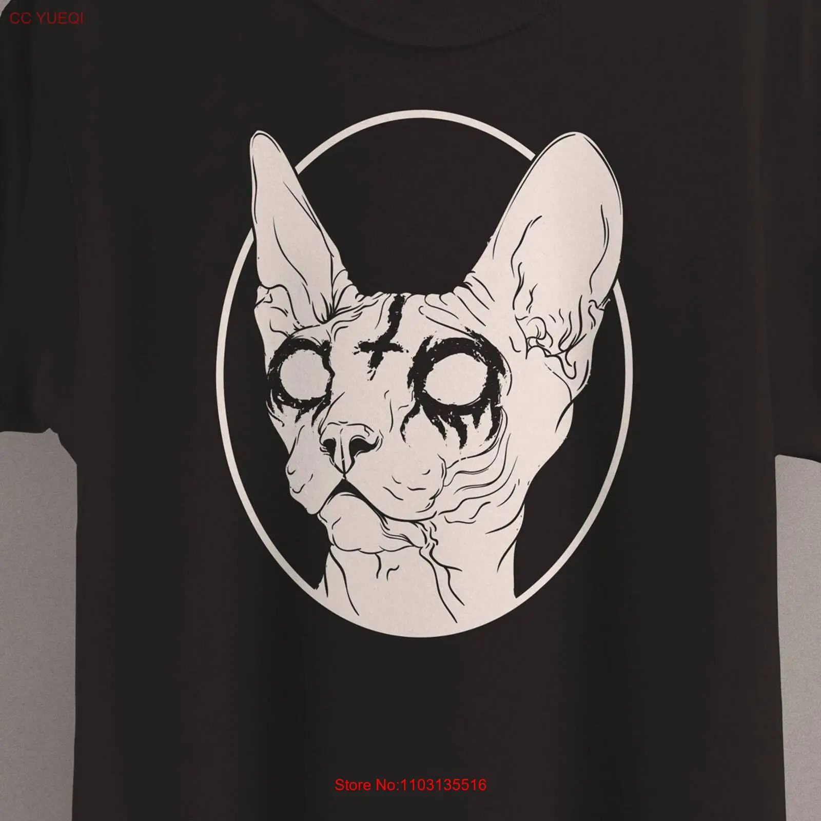 Футболка с изображением кота из черного металла