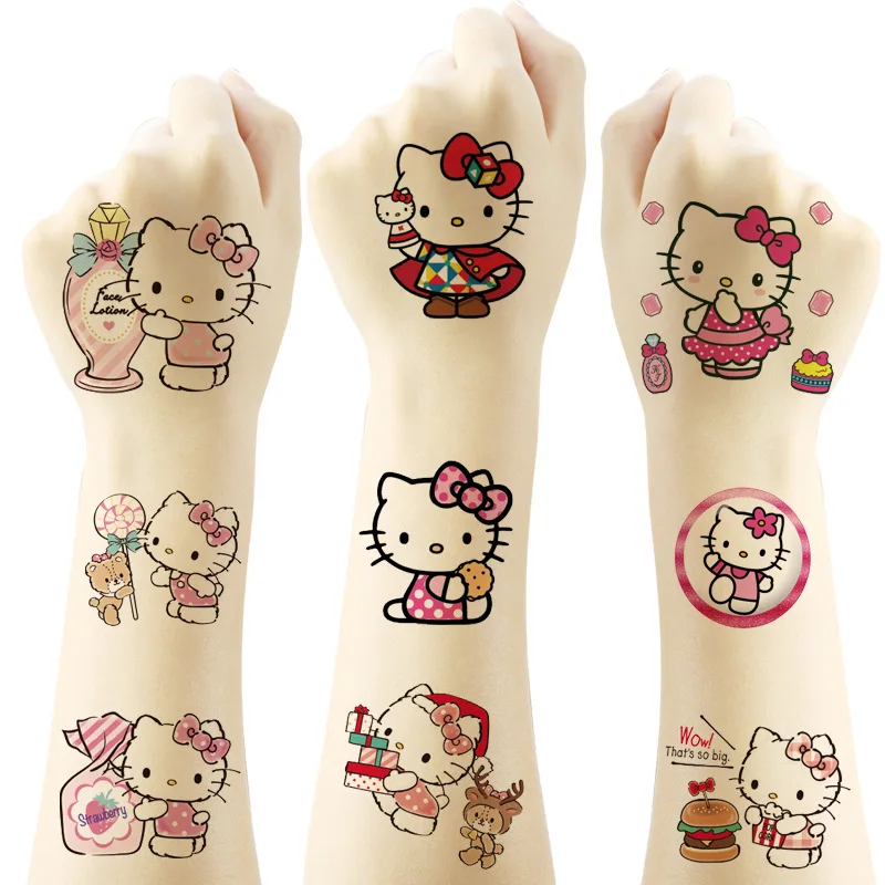 20 шт./компл. татуировки Hello Kitty наклейки для детей женщин и мужчин с мультяшным