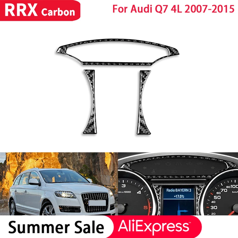 

RRX Car Interior Real Carbon Fiber Sticker Dash Board Gauge Pod Speedometer Frame Decoration Cover Trim for Audi Q7 4L 2007-2015