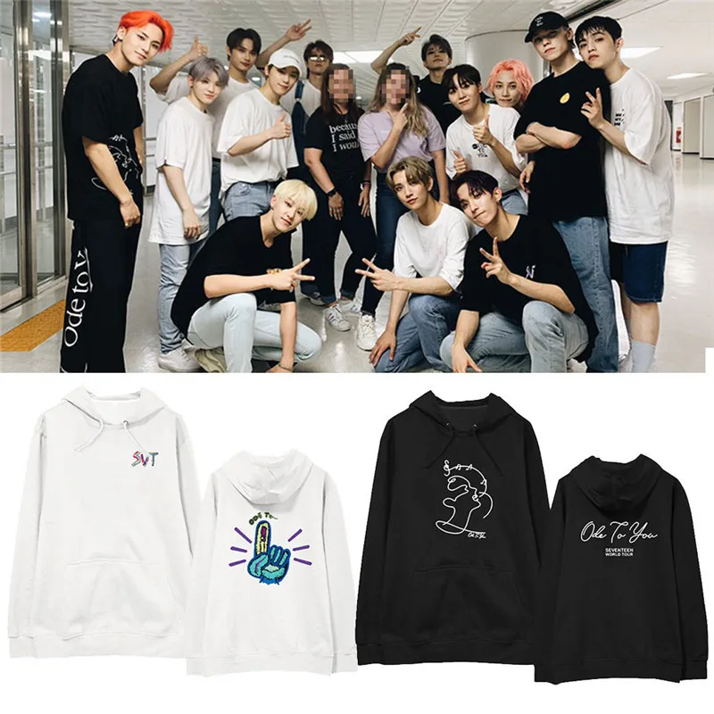 

New KPOP SEVENTEEN WORLD TOUR ODE TO YOU Album Oversized Hoodie Casual Loose Hooded Pullover Printed Long Sleeve Sweatshirts