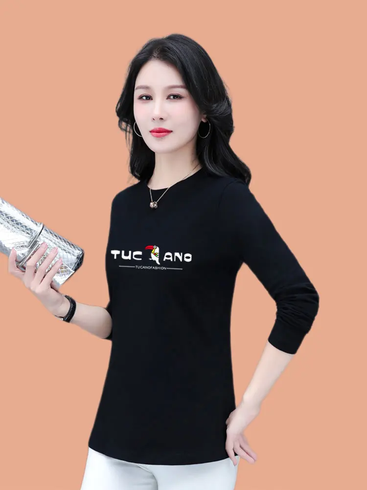 Woodpecker Genuine Goods L Черная футболка из чистого хлопка с длинными рукавами Женская