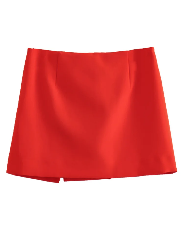 PAILETE Women 2023 fashion asymmetrical shorts skirts vintage high waist side zipper female skort mujer