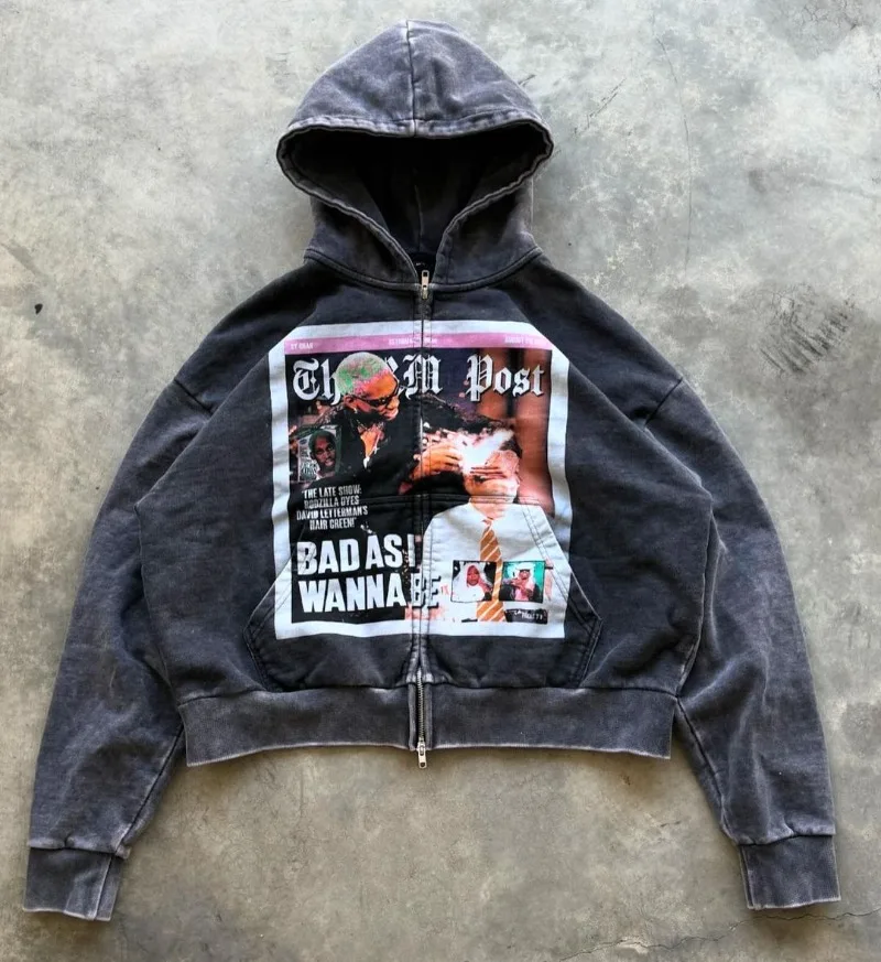 2024 уличная Толстовка большого размера в стиле Харадзюку С мультяшным принтом для