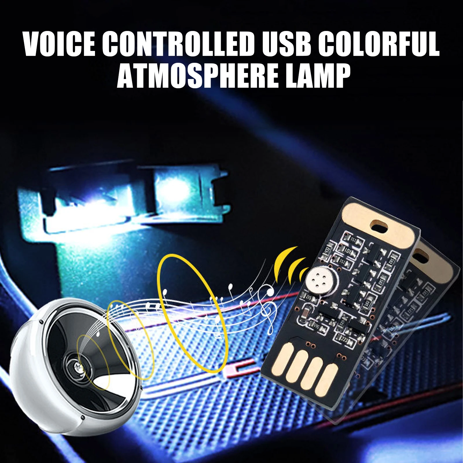 

LED USB Decorative Lamp Car Interior Atmosphere Light Mini Small USB LED RGB Club Disco Magic Stage Effect Music Rhythm Lights