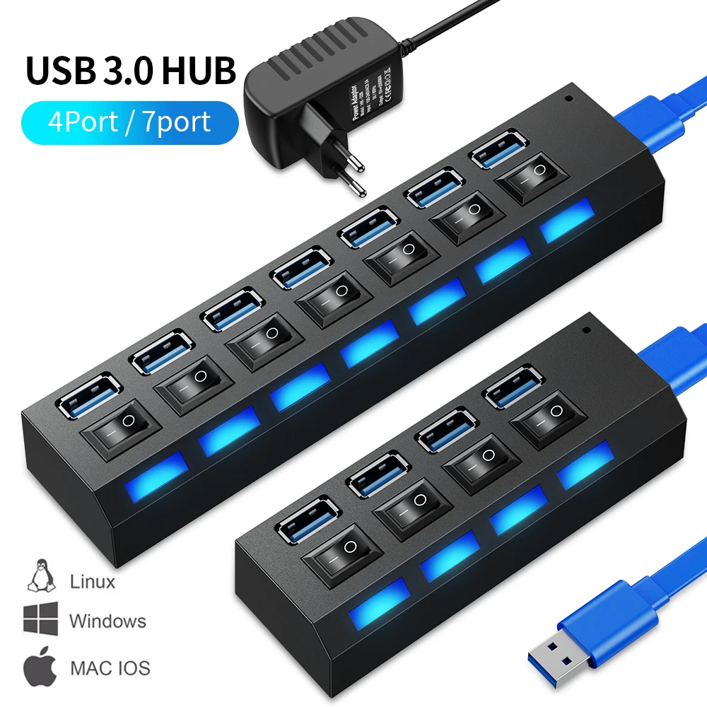 Multi Ports Use Power Adapter Extensor Usb 2.0 Pc Computer Accessories Switch Usb For Laptop