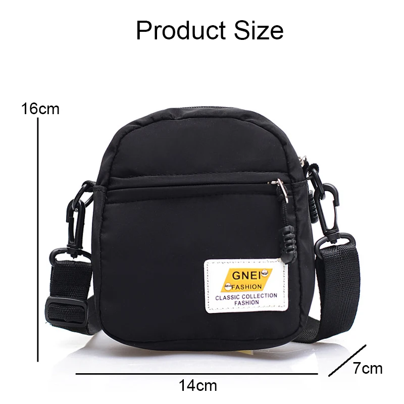 Unisex Crossbody Bags Oxford Cloth Diagonal Shoulder Bags Black Satchels New Leisure Trend Square Sling Handbags for Girls